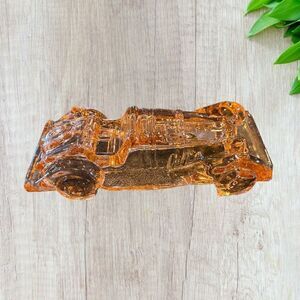 Vintage Mercedes-Benz Glass Paperweight Pink Amber